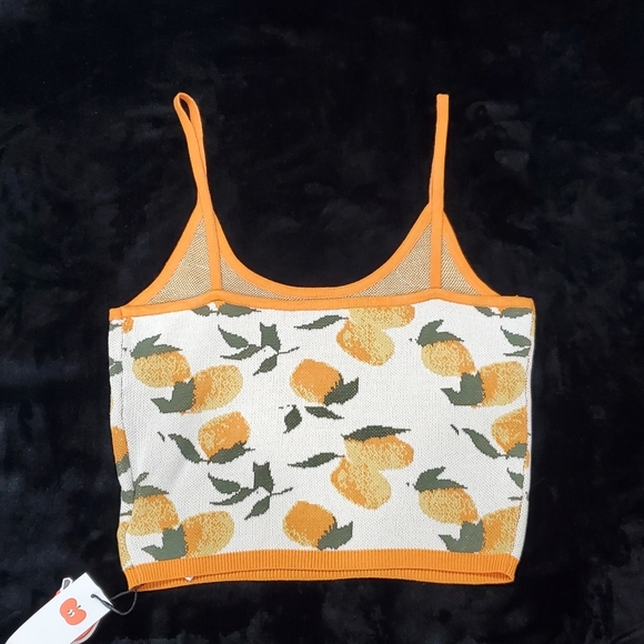 CIDER Orange Floral Knit Tank Top - Picture 4 of 7